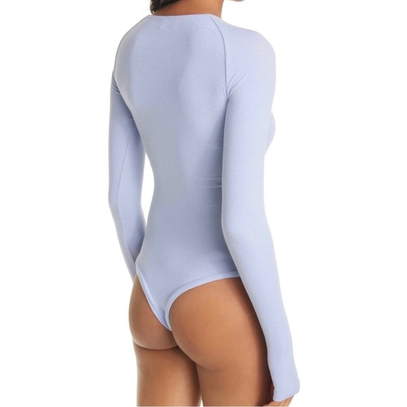 ALIX NYC BLUE RIBBED LONG SLEEVE BODYSUIT - Picture 7 of 9